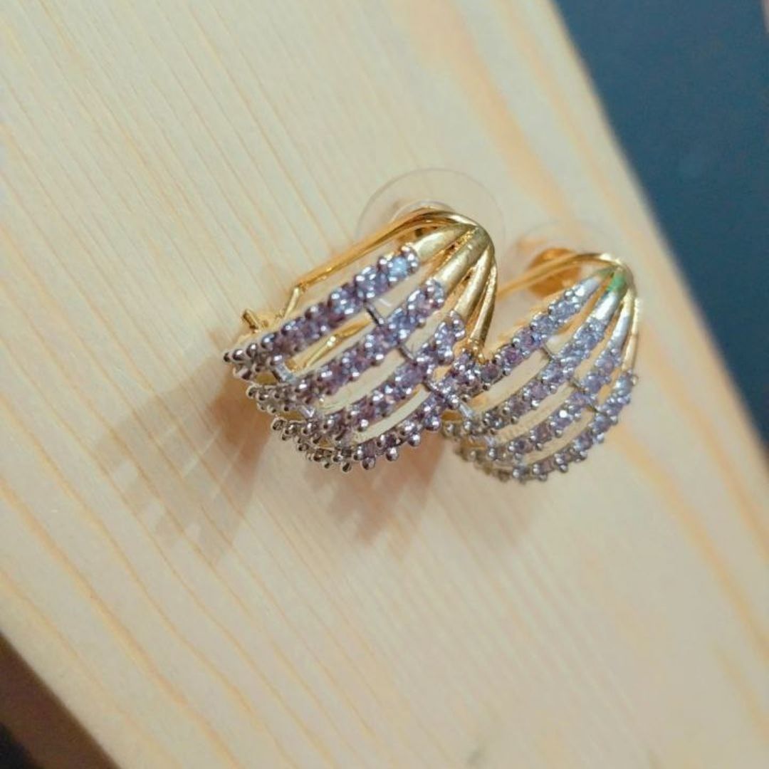 American Diamond Leaf Design Earrings - Image 4