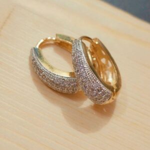 Gold-Plated Circular Studs with American Diamonds