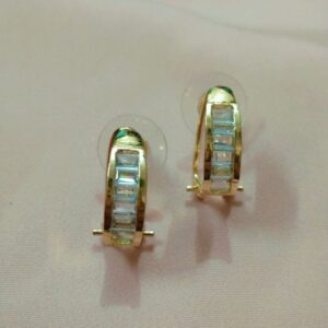 Gold-Plated Circular Studs with American Diamonds