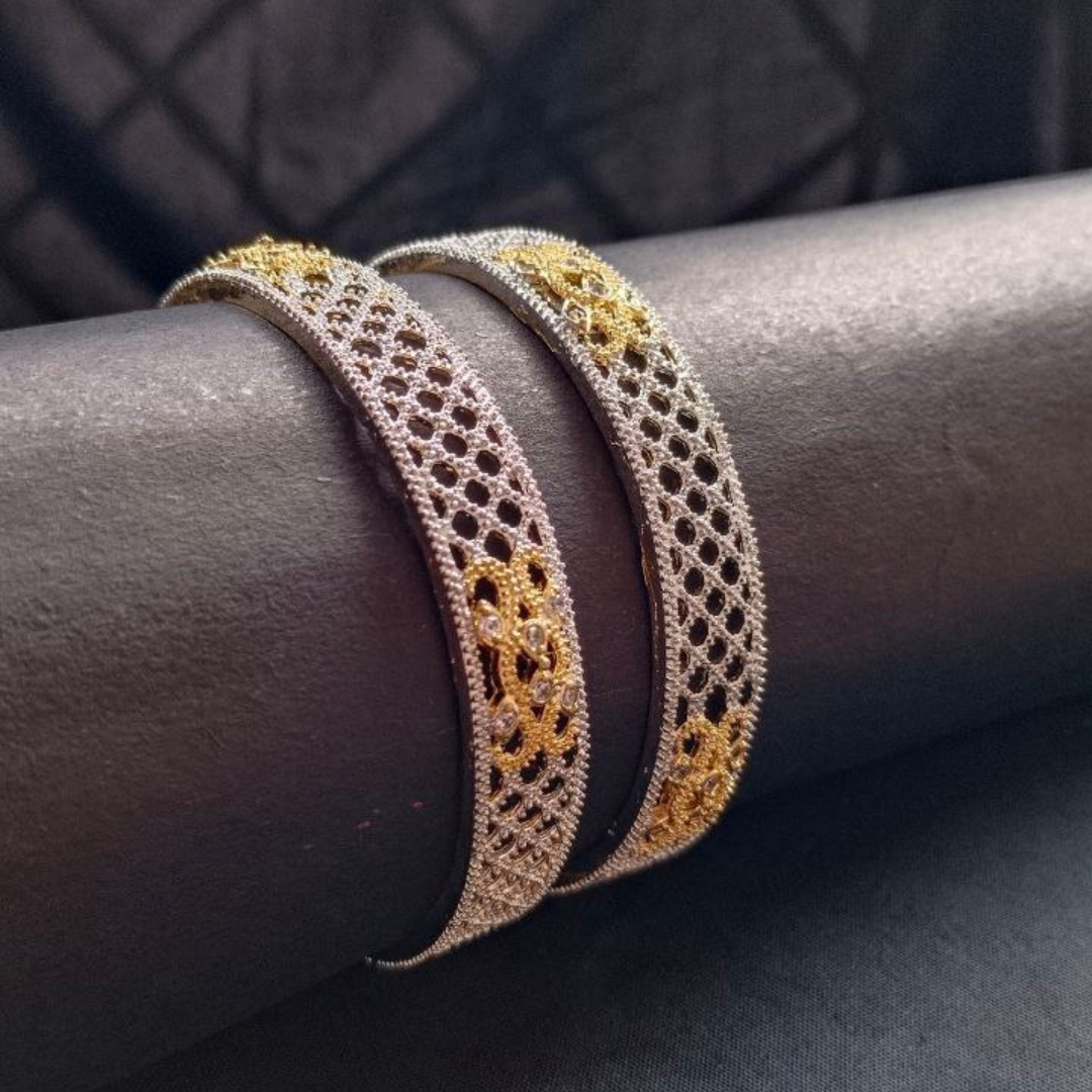 Dual Tone AD Bangles – Modern Radiance with Timeless Charm - Image 3