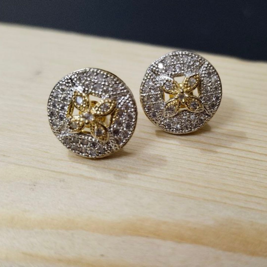 Classic Round Studs with American Diamonds - Image 3