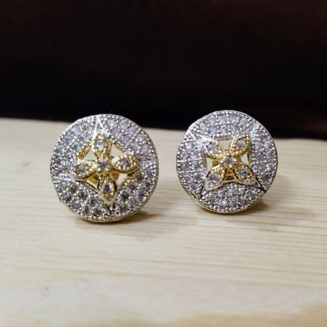 Classic Round Studs with American Diamonds - Image 2
