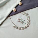 Sleek Brass Necklace with American Diamonds