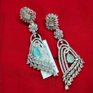 Silver Earrings With Floral Crystal Top