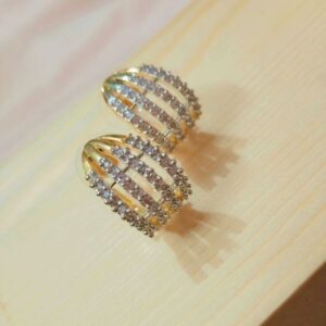 American Diamond Leaf Design Earrings