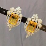 Golden Glow Crystal Crown Statement Earrings