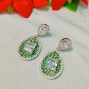 Green Teardrop Diamond Earrings
