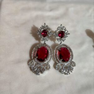 Ruby & American Diamond Earrings