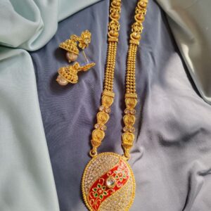 Rajwada Long Necklace with Earrings