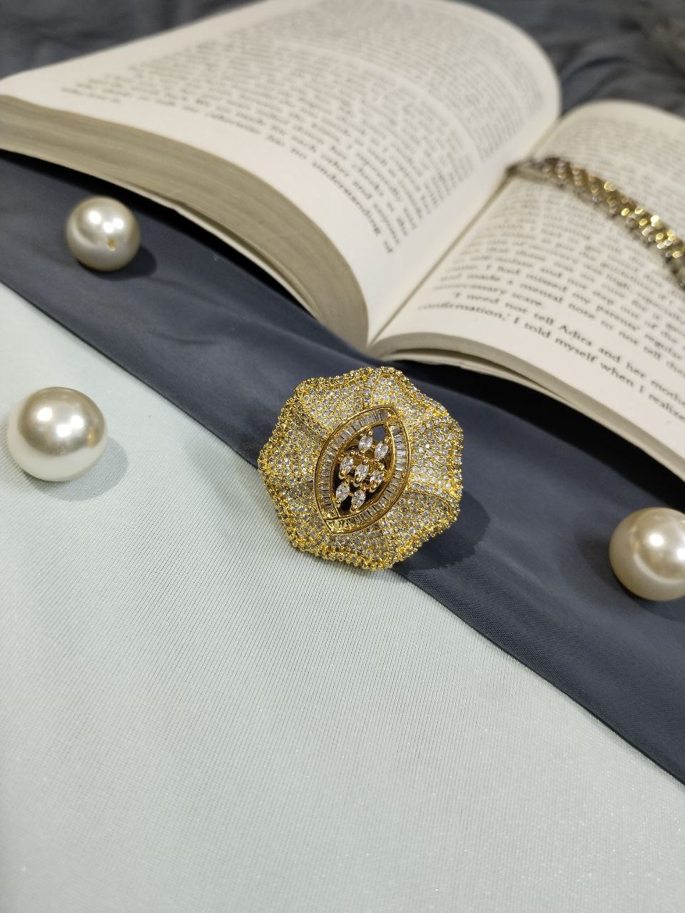 American Diamond Rings on Brass with Gold Polish - Image 2