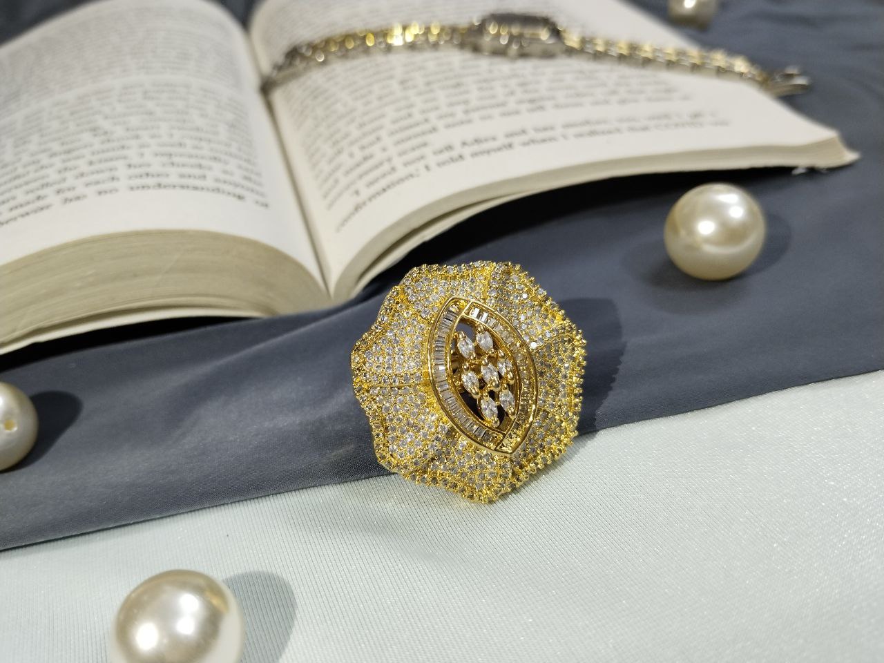 American Diamond Rings on Brass with Gold Polish - Image 3