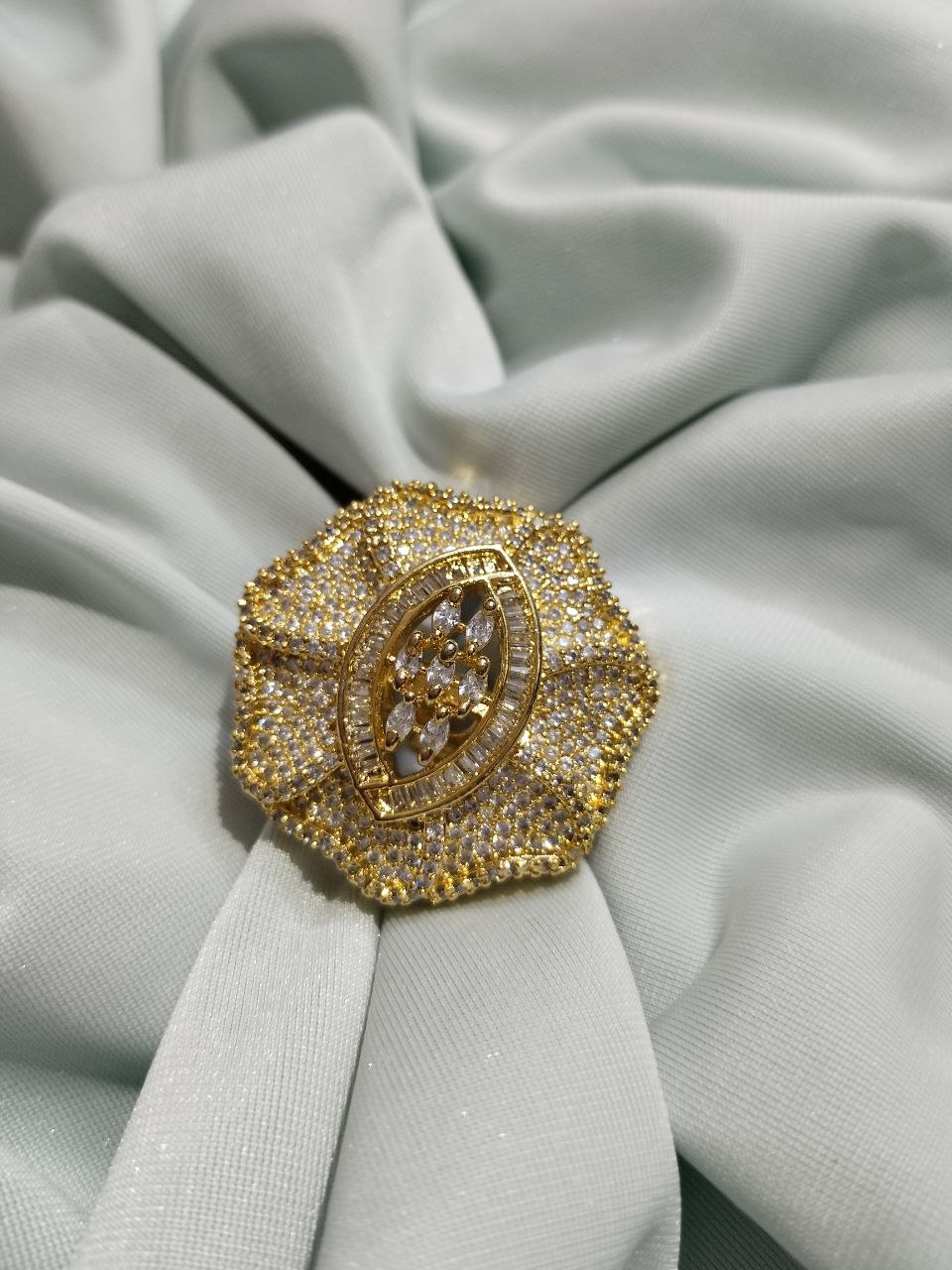 American Diamond Rings on Brass with Gold Polish