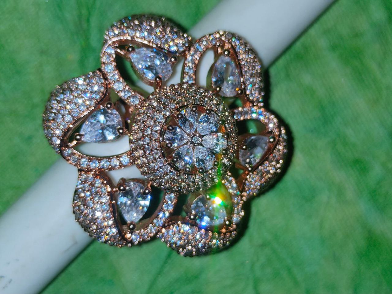 American Diamond Rings on Brass with Rose Polish