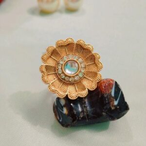 Kundan American Diamond Rings on Brass with Gold Polish