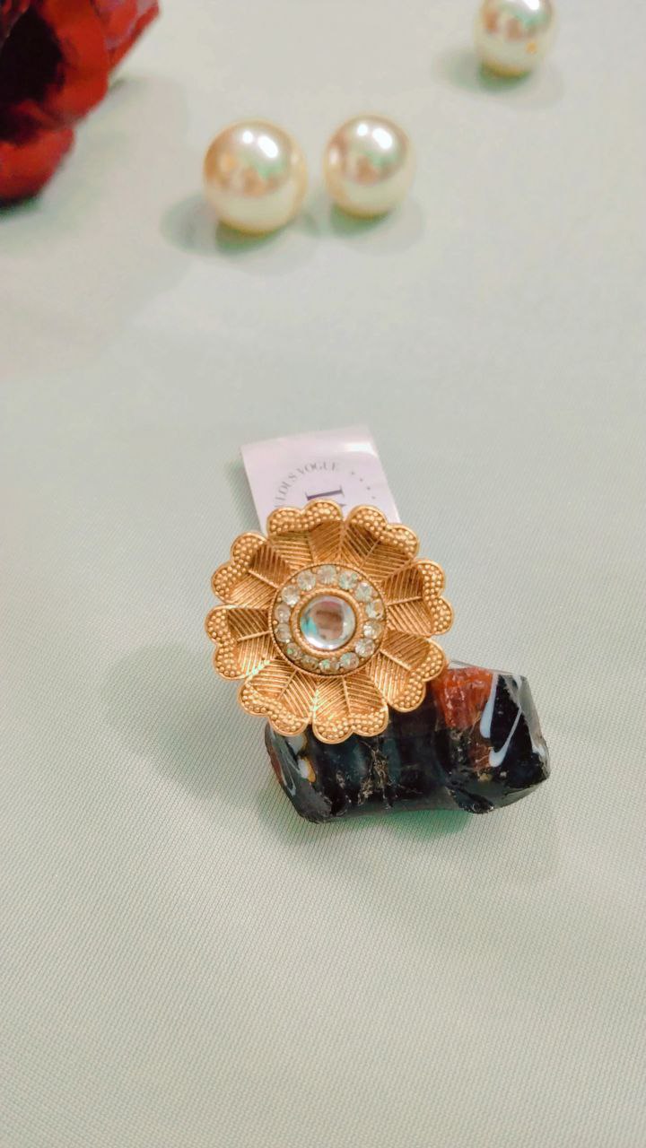 Kundan American Diamond Rings on Brass with Gold Polish - Image 2