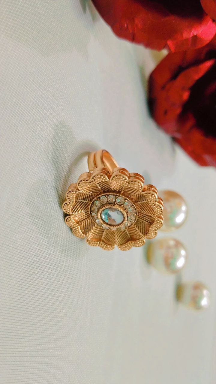 Kundan American Diamond Rings on Brass with Gold Polish - Image 4