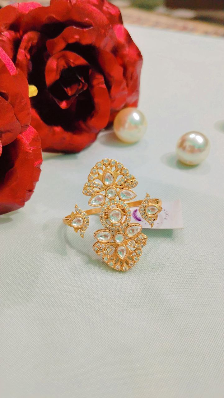 Moissanite American Diamond Rings on Brass with Gold Polish - Image 2