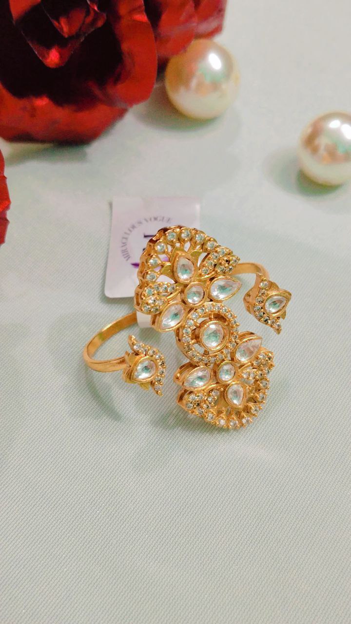 Moissanite American Diamond Rings on Brass with Gold Polish - Image 3