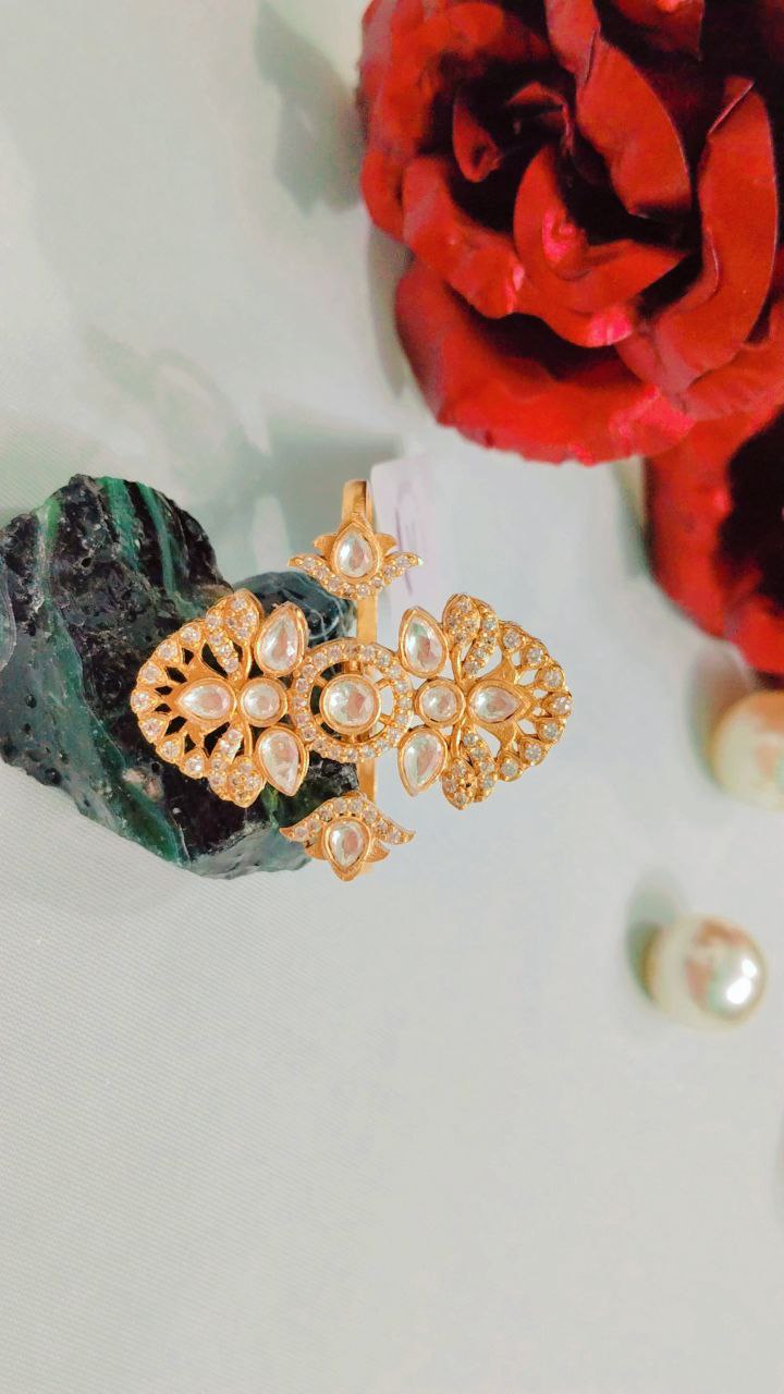 Moissanite American Diamond Rings on Brass with Gold Polish - Image 4