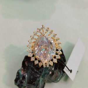 American Diamond Rings on Brass with Gold Polish