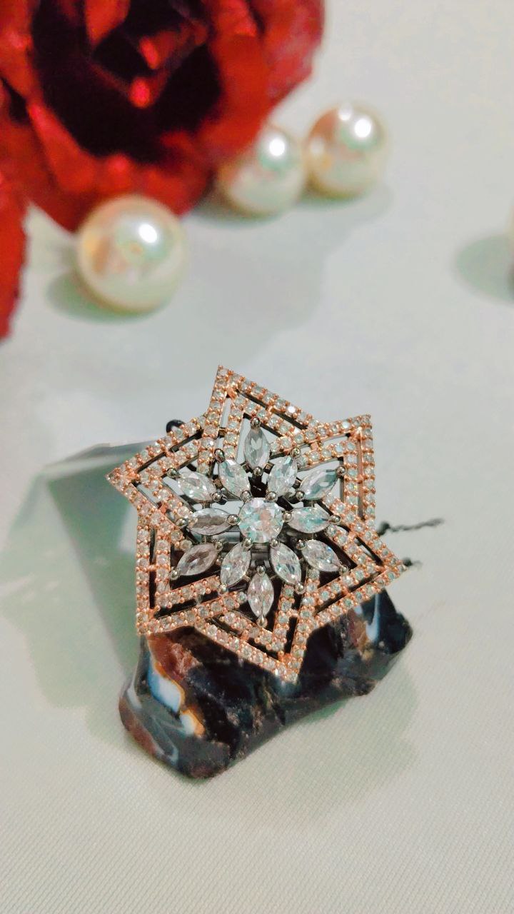 American Diamond Rings on Brass with Gold Polish - Image 4