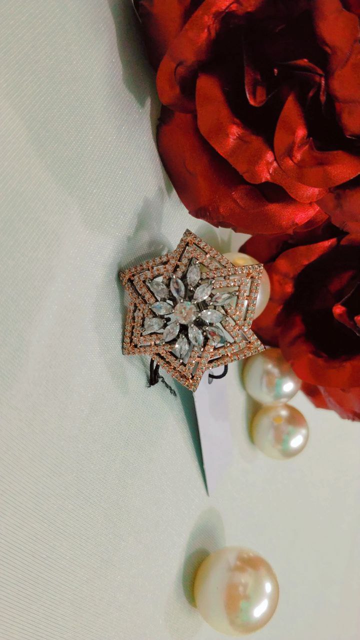 American Diamond Rings on Brass with Gold Polish - Image 2