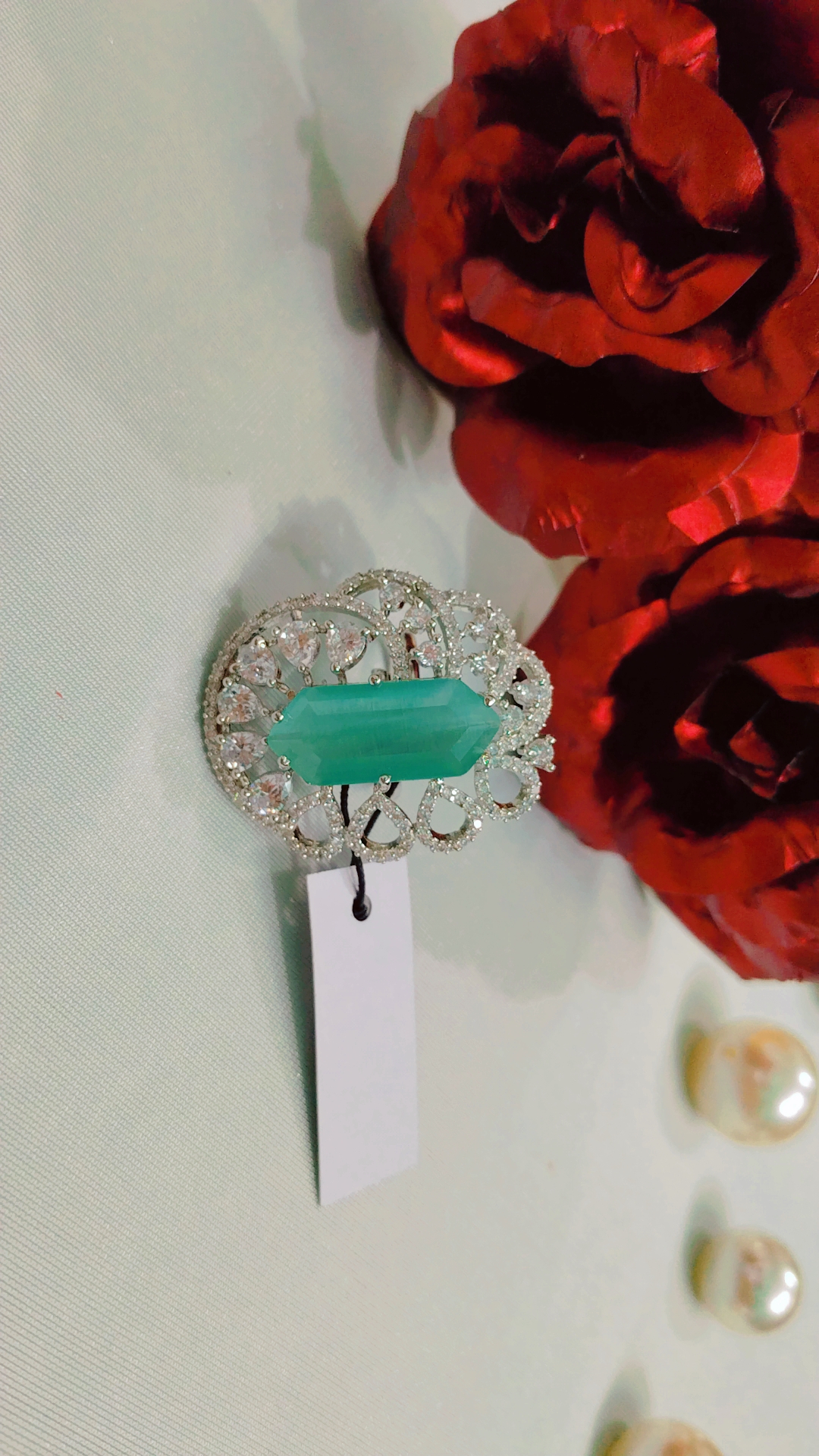 American Diamond Rings crafted on brass metal with a sleek silver polish - Image 3