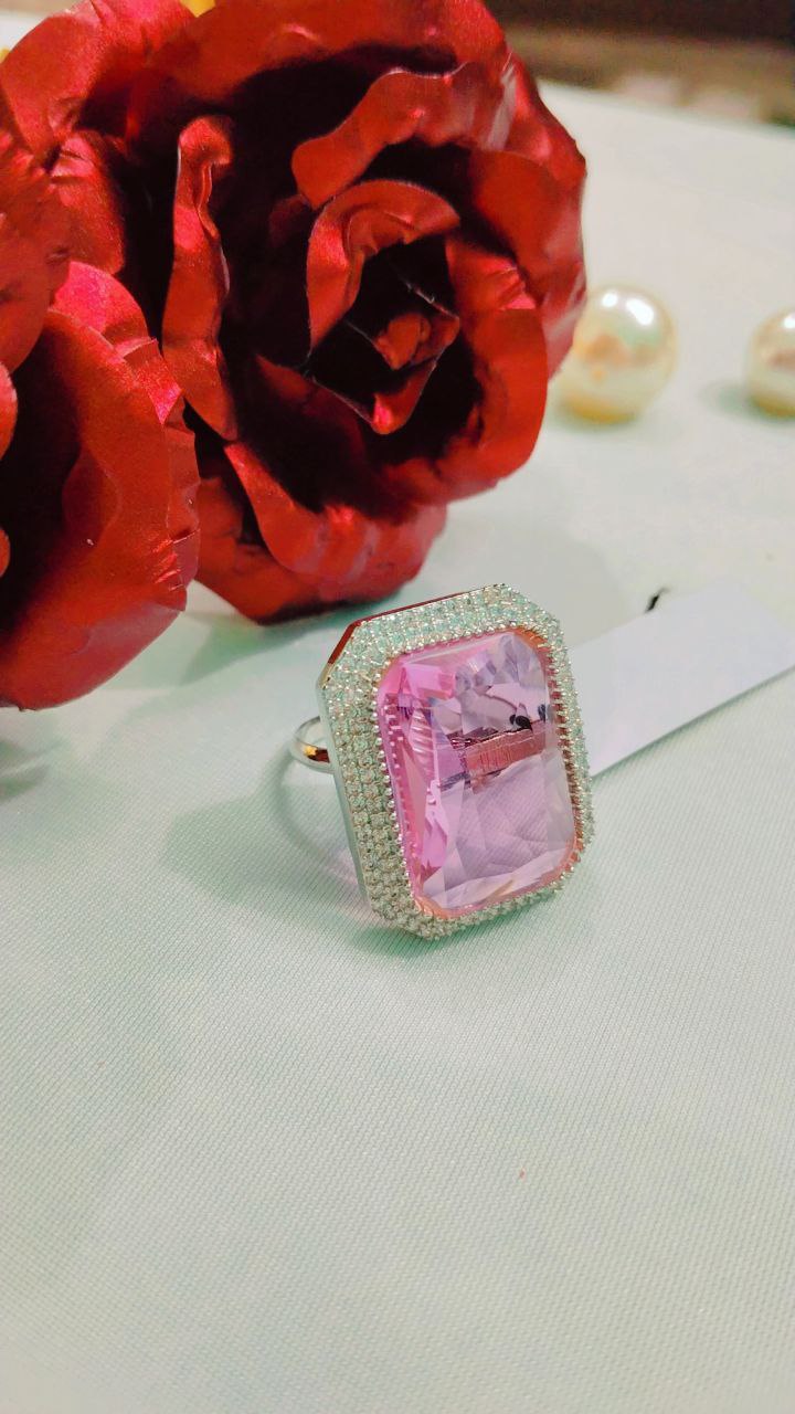 American Diamond Rings crafted on brass metal with a sleek silver polish